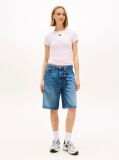 Roz TricouTommy Badge Ribbed Slim   Femei