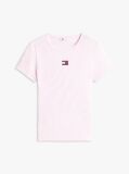 Roz TricouTommy Badge Ribbed Slim   Femei