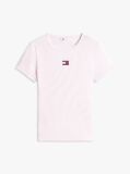 Roz TricouTommy Badge Ribbed Slim   Femei