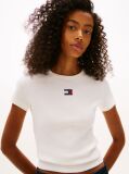 Bej TricouTommy Badge Ribbed Slim   Femei