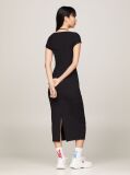 Black Tommy Badge Bodycon Ribbed Midi Dress  Women