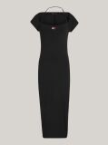 Black Tommy Badge Bodycon Ribbed Midi Dress  Women