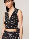 Multi Crop Top Cu Imprimeu Floral Si Volane  Femei