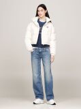 Alb Jacheta Puffer Alaska Cu Spate Grafic  Femei
