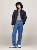 Blue Jacheta Puffer Cu Guler Inalt Si Fermoar  Femei