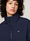 Blue Jacheta Puffer Cu Guler Inalt Si Fermoar  Femei