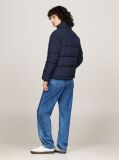 Blue Jacheta Puffer Cu Guler Inalt Si Fermoar  Femei