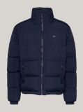 Blue Jacheta Puffer Cu Guler Inalt Si Fermoar  Femei