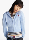 Blue Cable Knit Zip-Thru Sweatshirt  Women