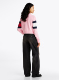 Pink Colour-Blocked Flag Relaxed Jumper  Women