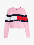 Pink Colour-Blocked Flag Relaxed Jumper  Women