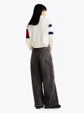 Multi Pulover Relaxat Colour-Blocked Cu Steag  Femei