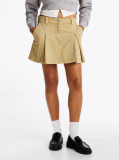 Khaki Fusta Mini Plisata Cu Buzunare  Femei