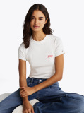Alb Tricou Cropped Slim Cu Logo Script  Femei