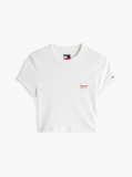 Alb Tricou Cropped Slim Cu Logo Script  Femei