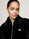 Negru Jacheta Cropped Din Blana Artificiala  Femei