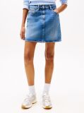 Denim Fusta Mini Mom Din Jeansi Cu Spalare Usoara  Femei