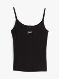 Negru Top Slim Cu Bretele Subtiri Si Textura Teasa  Femei