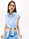 Multi Cropped Cap Sleeve Poplin Shirt  Women
