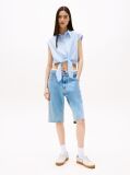 Multi Cropped Cap Sleeve Poplin Shirt  Women