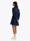 Blue Rochie Tip Camasa Mini Din Denim Plisat  Femei