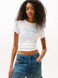 Alb Tricou Slim Cu Tricotaj Waffle Varsity  Femei