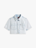 Denim Camasa Denim Usoara Cu Maneci Scurte Cropped Si Croiala Relaxata  Femei