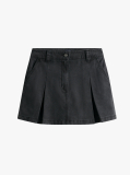 Negru Fusta Mini Denin Plisata  Femei