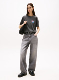 Negru Tricou Relaxat Neon  Femei