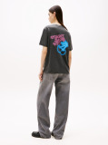 Negru Tricou Relaxat Neon  Femei