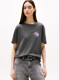 Negru Tricou Relaxat Neon  Femei