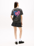 Negru Tricou Relaxat Neon  Femei
