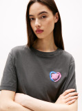 Negru Tricou Relaxat Neon  Femei