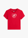Rosu Tricou Slim Cu Grafica  Femei