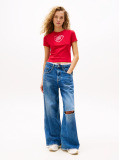 Rosu Tricou Slim Cu Grafica  Femei