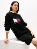 Black Tommy Flag Badge Mini Jumper Dress  Women