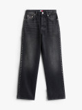 Denim Blugi Negri Cu Talie Inalta Si Detalii  Femei