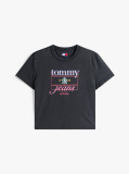 Negru Tricou Crest Regular Cu Steagul  Femei