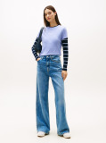 Blue Tricou Slim Din Jersey Cu Logo  Femei