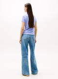Blue Tricou Slim Din Jersey Cu Logo  Femei