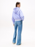 Blue Hanorac Boxy Cu Gluga Si Logo Appliqué Varsity  Femei