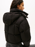 Negru Geaca Puffer Alaska Croiala Scurta Cu Umplutura Din Puf  Femei