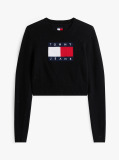 Negru Pulover Slim Cu Emblema Tommy Flag  Femei