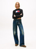 Negru Pulover Slim Cu Emblema Tommy Flag  Femei