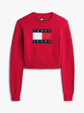 Rosu Pulover Slim Cu Emblema Tommy Flag  Femei