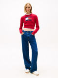 Rosu Pulover Slim Cu Emblema Tommy Flag  Femei