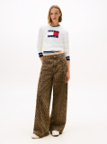 Alb Pulover Slim Cu Emblema Tommy Flag  Femei