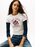 Gri Tricou Slim Cu Print Grafic  Femei