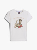 Alb Tricou Slim Cu Print Grafic  Femei