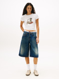 Alb Tricou Slim Cu Print Grafic  Femei
